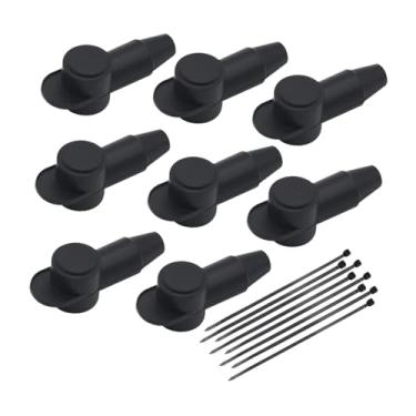 Imagem de JicSuXi 8x Tampas de terminais genéricos Tampa de inicialização do poste do terminal Alternador de partida com braçadeiras de cabo para motocicletas, barcos e, Preto