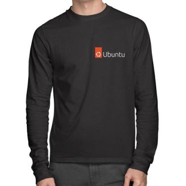 Imagem de Camiseta Algodão Ubuntu Linux Manga Longa - Foca na Moda, Preto, M