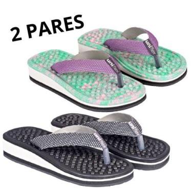 Imagem de Kit 2 Pares Chinelos Ortopédicos Massageador P/Esporão - UNIFLEX, Pret