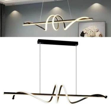 Imagem de Lustre Pendente Led Espiral Dna 1 metro Perfil Preto Curvado 3000K 63W