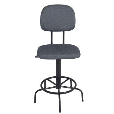 Imagem de Cadeira secretaria caixa alta com Lduplo com base fixa para recepção mercado balcão tecido cinza/preto