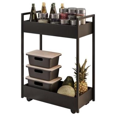 Imagem de Carrinho Gourmet de Apoio Industrial 2 Prateleiras Sara M24 Preto - Mp