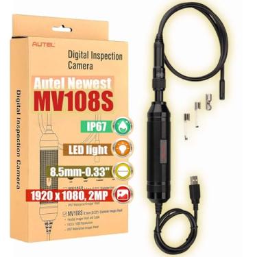 Imagem de Autel Câmera de inspeção digital MaxiVideo MV108S, atualização 2025 MV108/MV105S IP67, boroscópio de 8,5 mm, câmera de 2 MP + luz LED 1920 x 1080 compatível com scanner Autel e PC