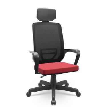 Imagem de Cadeira Adrix Presidente Poliéster Giratória c/ Braços Fixos e Apoio d