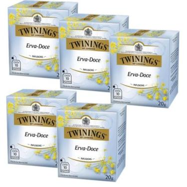 Imagem de kit 5 TWININGS OF LONDON SABOR ERVA DOCE 20G - 10 SAQUINHOS