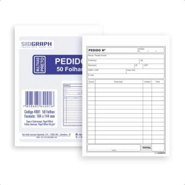 Imagem de Bloco de Pedido Multivias 50 Folhas Tamanho Pequeno Sidgraph com 20 Bl