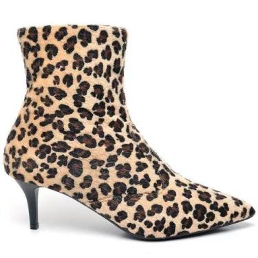 Imagem de Bota Feminina Cano Curto Salto Fino Baixo Pelo Onça - Ellas Online, 35