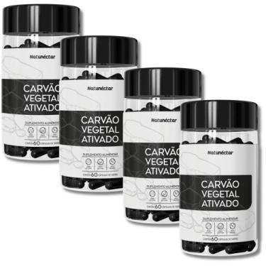 Imagem de Kit Combo 04 UND Carvão Vegetal Ativado Puro Total 240 Caps Natunéctar