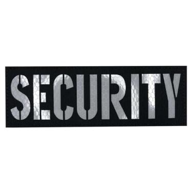 Imagem de uuKen Patch tático de segurança refletivo de segurança com corte a laser 15 x 5 cm para mochila de colete tático do departamento de guarda de segurança (RL preto, M 15 x 2")