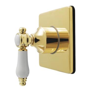 Imagem de Kingston Brass KS4042BPL Bel-Air Válvula de desvio de seis vias de manípulo único com kit de acabamento, latão polido