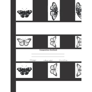 Imagem de |Butterfly Composition Notebook: Vintage Butterfly Illustration Composition Notebook for girls | Retro black and white Vibes|: 150 Pages, 7.5 x 9.75 ... vintage butterfly design illustration