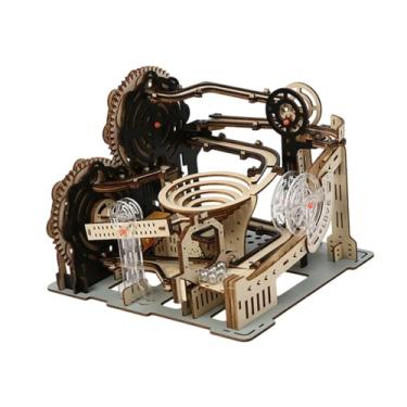 Imagem de Esquirla 3d quebra-cabeça de madeira modelo de corrida de mármore educacional cérebro teaser artesanato de madeira mecânica construção diy kits de construção