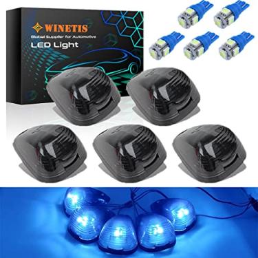 Imagem de WINETIS 5X Luzes marcadoras de cabine de teto fumê luz de corrida com lâmpada LED azul gelo 168 reposição compatível com 99-16 Ford F150 F250 F350 F450 F450 F550 Super Duty Pickup trucks SUV