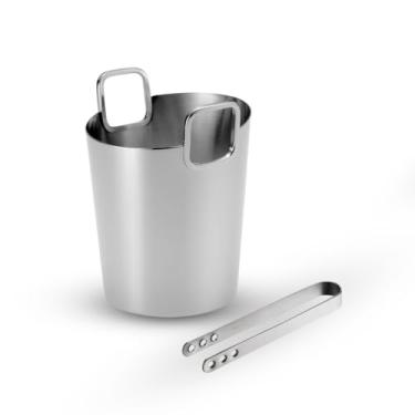 Imagem de Balde Cori Inox 0.8 Litros Para Gelo Com Pinça Design Elegante E Funcional Riva