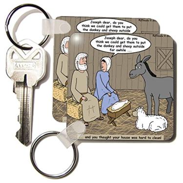 Imagem de 3dRose Rich Diesslin - animais de presépio - chaveiros, 5,7 x 5,7 cm, conjunto de 2 (kc_2826_1)