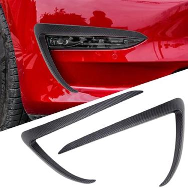 Imagem de FLAMPETUS Capa de Acabamento para Farol de Neblina Dianteiro para Tesla Model Y, 2 Peças de Acabamento para Farol de Neblina, Sobrancelhas, Pálpebras, Moldura, Acessórios para Spoi (Modelo Y, Capa Lev