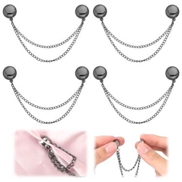 Imagem de 4 peças de clipes magnéticos multifuncionais para roupas, ímãs de liga de zinco, botões magnéticos para roupas, acessórios de corrente elegantes para roupas, calças, camisas (preto arma)