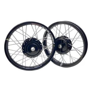 Imagem de Par Roda Aro Monaco Aero Cubo Preto Titan 150 04/13 Tambor e Raio Inox