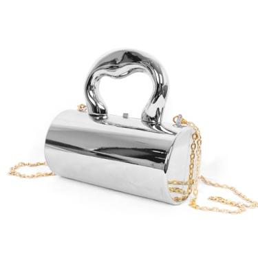 Imagem de ChungLong0593 Bolsa de mão de acrílico moderna, bolsa de acrílico Y2K; bolsa clutch preta/prata/dourada para mulheres, Prata, Medium