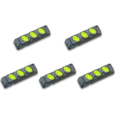 Imagem de Kit C/5 - Tomada Barra Fiolux Tripla 2P 20A Preto - RCD