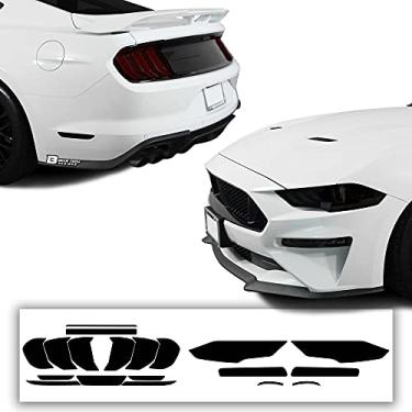 Imagem de BOGAR TECH DESIGNS Kit completo de tonalidade de sobreposição pré-cortada de farol e lanterna traseira com ferramentas compatíveis com Ford Mustang GT/Ecoboost 2018-2022, fumê escuro