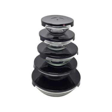 Imagem de Conjunto com 5 Potes de Vidro com Tampa - TEC XAVIER COMERCIO TRANSPOR