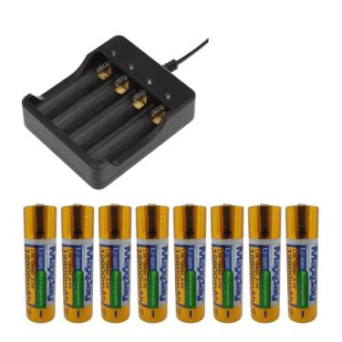 Imagem de Kit Carregador Duplo De 4 Slot Bateria 14500 Mais 8 Bateria 18650, 145