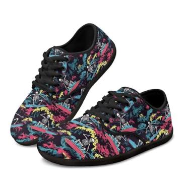 Imagem de GOSTONG Wide Barefoot Shoes Tênis masculino leve zero drop para caminhada ao ar livre antiderrapante para treino cross-trainer preto tamanho 34-48, Esqueleto de surfe, 45