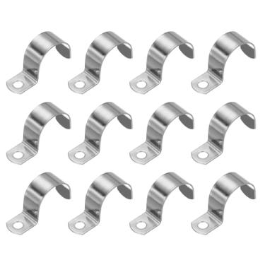 Imagem de PATIKIL 1-1/4" (32 mm) Correia de tubulação rígida, 12 peças braçadeira de conduíte de aço inoxidável 304 1 furo engrossar suporte de tubo braçadeira de tubo para fixação de fio de cabo de tubulação