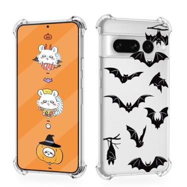 Imagem de HixYaxi Capa para Google Pixel 7 Pro Cool Halloween capa transparente preta projetada para crianças Cornors transparente TPU capa protetora antiqueda para Google Pixel 7 Pro