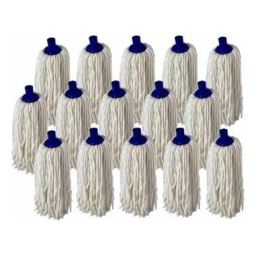 Imagem de Refil Mop Esfregão Úmido Rosca Universal Algodão Kit Com 15 - Roma