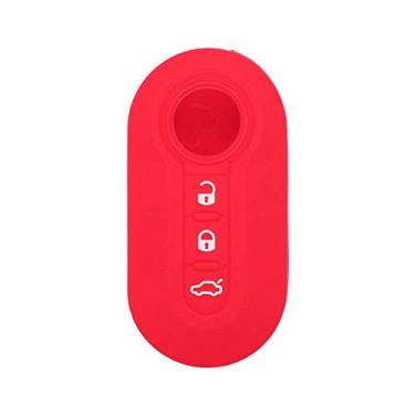 Imagem de SEGADEN Capa Protetora de Silicone Capa Suporte de Pele Jaqueta Compatível com FIAT 3 Botões Flip Controle Remoto Fob CV4759 Vermelho