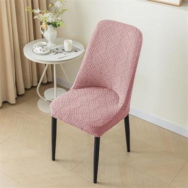 Imagem de HZSZXG Capa elástica para cadeira de jantar com encosto curvo Jacquard, capa elástica para assento em arco, capa para banco, decoração para casa, rosa, 6 peças