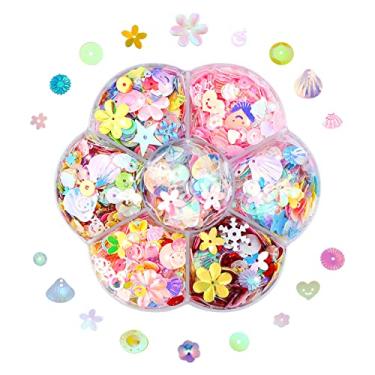 Imagem de LEEFONE 1 caixa de lantejoulas e lantejoulas para artesanato, lantejoulas multicoloridas, arte infantil, lantejoulas, suprimentos para fazer joias, roupas artesanais, festas, unhas, decorações