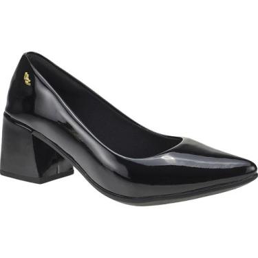 Imagem de Scarpin Feminino Salto Bloco Confortável Bico Fino Verniz - LAZZLU, Pr