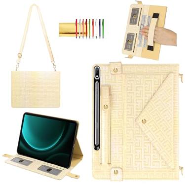 Imagem de Capa brilhante para Samsung Galaxy Tab S10 Ultra/S9 Ultra/S8 Ultra de 14,6 polegadas com suporte para caneta, capa de bolso com envelope de poliuretano iridescente Techcircle com alça de mão + alça de