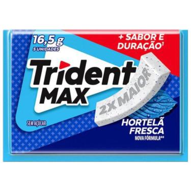 Imagem de Chiclete Trident Max Hortelã Fresca Sem Açúcar 16,5g Embalagem com 5 Unidades