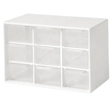 Imagem de Organizador de armazenamento de gaveta de plástico com 9 gavetas, caixa de armazenamento de 18 x 12 x 10 cm com gavetas transparentes, caixa organizadora de contas de peças pequenas, organizadores de