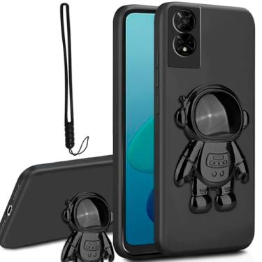 Imagem de FLYING FLIER Capa compatível com TCL 50 SE 5G/TCL 40 NxtPaper 4G, desenho animado bonito astronauta 3D design de suporte à prova de choque capa de telefone fina fina TPU para TCL 40 NxtPaper 4G (preto