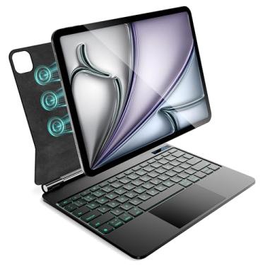 Imagem de CSZZACME Capa Para Ipad Air De 13 Polegadas Com Teclado M3 2025 E M2 2024, Magic Keyboard Para Ipad Pro 12.9 (6ª, 5ª, 4ª E 3ª Geração), Fixação Magnética, Trackpad Multigesto, Retroiluminação Em 7
