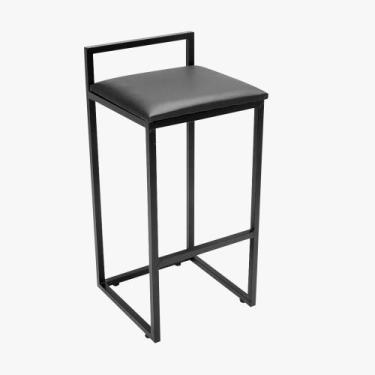 Imagem de Banco Banqueta Estilo Industrial 65cm Preta - METALAÇO