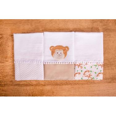 Imagem de Kit 3 Peças Fralda De Boca Para Bebê - Miguel Baby, Macaco