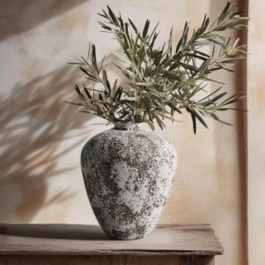 Imagem de DIF DECO Vaso de cerâmica, vasos de flores, decoração de casa, vaso boêmio decorativo vintage rústico para mesa de centro de mesa, quarto, parede, quarto, sala de estar, cozinha, decorações de