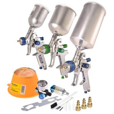 Imagem de Dynastus Conjunto de 3 Pistolas de Pintura de Pistolas de Ar Hvlp de Alto Desempenho, Pulverização Completa para Primer, Revestimentos de Acabamento e Retoques