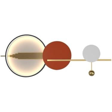 Imagem de Luminária LED nórdica de parede com arte para sala de estar, luz quente, com fio, para sala de estar, quarto, cabeceira, corredor, fundo de TV (46) (71 cm)