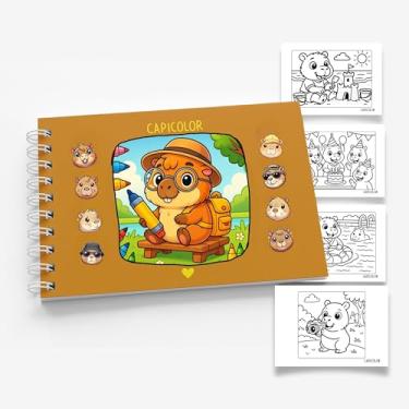 Imagem de Caderno CAPICOLOR Para Colorir Desenhos De Capivara Livro 50 Folhas Grossas, Capa Dura, Acetato