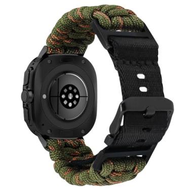 Imagem de Abanen Pulseira de relógio trançada de nylon com fivela de segurança ajustável para Samsung Galaxy Ultra de 47 mm (verde-laranja)