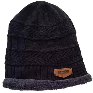 Imagem de Touca de Frio em Tricô com forro de pelúcia - Adulto Unisex Preta - Se