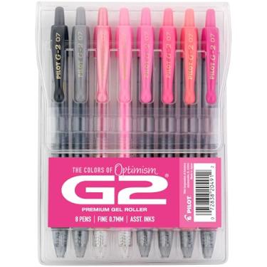Imagem de Pilot Canetas de gel premium G2, canetas de gel de ponta fina, pacote rosa Boost, as cores do otimismo, pacote com 8 unidades, 0,7 mm, sortidas - Ideal para escola, diário e escritório