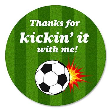 Imagem de Adesivos de agradecimento de bola de futebol, 40 etiquetas de lembrancinha de aniversário ou chá de bebê de 5 cm, decorações